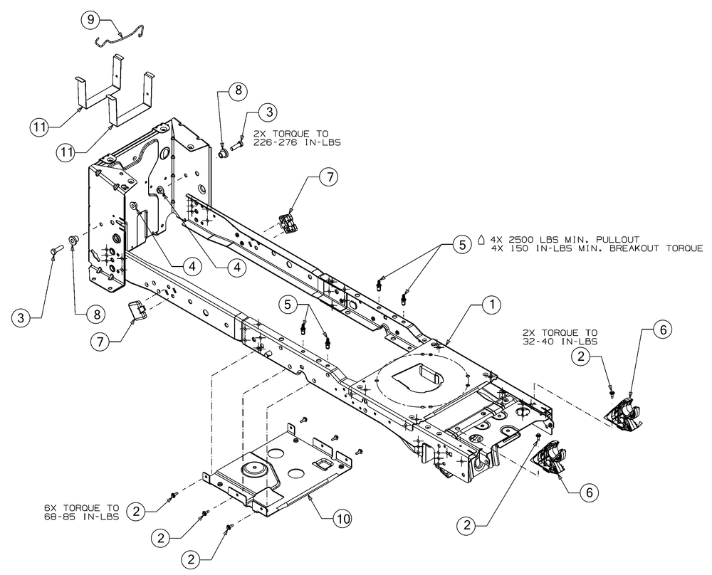 Frame Diagram and Parts List for (13AQA2CA009)(2017) Cub Cadet Lawn Tractor